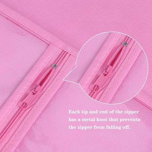 12 PCS Dustproof Portable Wig Storage Bags with Hanger for Hair Extensions 60cm x 30cm, Wig Bags Storage with Hanger, Wig Storage(Pink) - Image 4