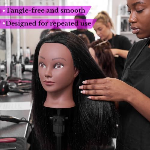 18" 100% Mannequin Head Real Human Hair with Stand for Braiding - Image 4