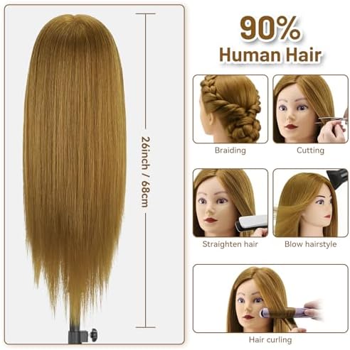 26" Mannequin Head with Hair for Hairdressing Training and Hair Styling - Image 3