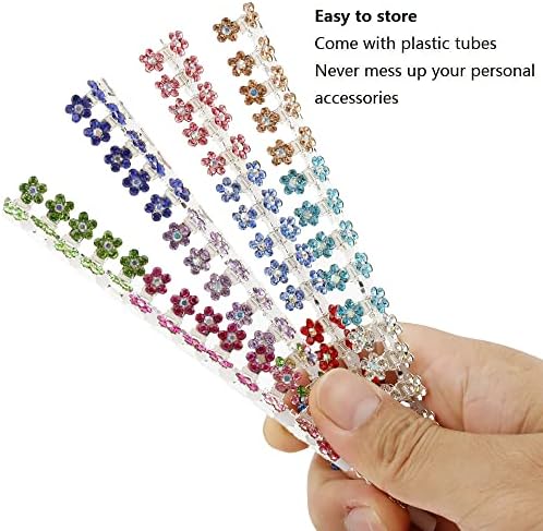 Mini Claw Clips with No-Slip Grip - Glitter and Rhinestone Hair Accessories in Mixed Colors, Metal Clamps for Girls and Women (Silver-13Colors) - Image 4