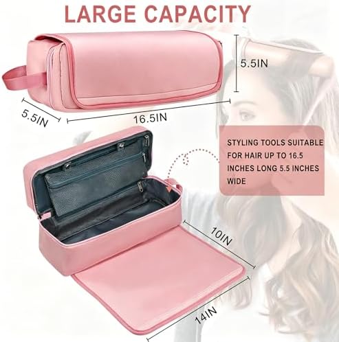 Hair Tools Travel Bag with Heat Resistant Pad, Double-Layer Travel Carrying Case for Straightener, Curling Iron, Hair Dryer, Portable Organizer - Image 6