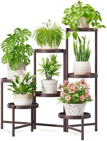 7 Tier Large Plant Stand Indoor Outdoor, 10 Inch Tray, Bronze by iDavosicly