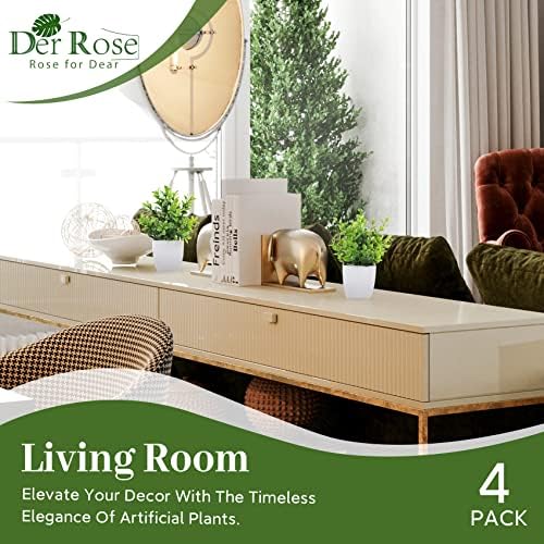Der Rose 4 Pack Fake Plants, Greenery Potted Plants for Home Decor Indoor - Image 3