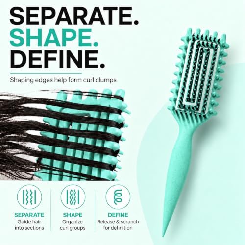 Curly Hair Brush Candybrush Curl Defining Brush for Detangling Shaping and Defining Curls for Women, Men, Wet & Dry Hair (Green) - Image 3