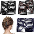 3 Pieces Elastic Magic Hair Comb Stretchy Double Comb Hair Forks Clips for Women Beaded Hairpins Girls Vintage Hairstyle Multipurpose Hair Accessories (Brown Black Navy) by BOYIVI