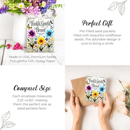 25 Wildflower Seed Packets - Thank You Gifts for Guests - Engagement Party Decorations - Wild Flower Seeds Throw and Grow Perennial Annual Mix to Attract Pollinators Bees Birds & Butterflies Non-GMO - Image 4