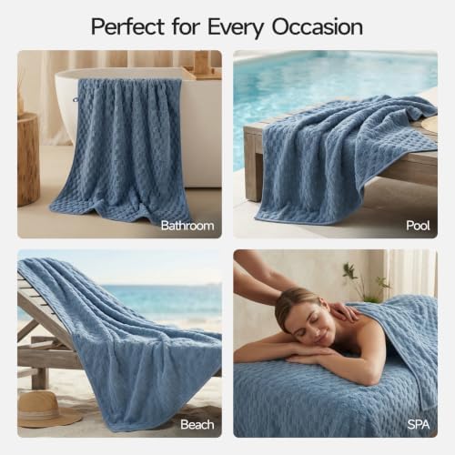 REDKISS Blue Microfiber Bath Towels Large, 30“x60” Super Absorbent Towels - Image 6