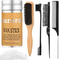 Boar Bristle Slick Back Hair Brush Comb with Wide Boar Bristle Brush,Hair Wax Stick,500PCS Elastic Rubber Bands for Women and Men Sectioning,Parting by auroray