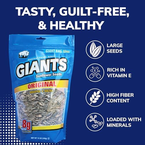 GIANTS Original Sunflower Seeds - Bulk, Lightly Salted for Eating, Shelled, 8g Protein Per Serving - 12 Oz Bag - Image 6