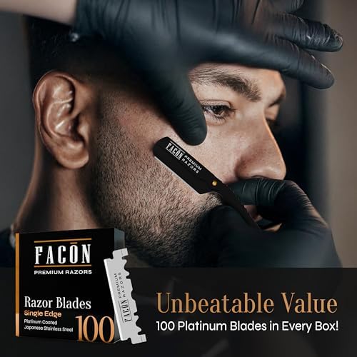 Facón Straight Razors for Men - Professional Barber Straight Edge Razor Kit with 100 Blades, Classic Stainless Steel Barbero Shaver for a Smooth & Precise Shave, Premium Barber Razor for Men's Shaving - Image 5