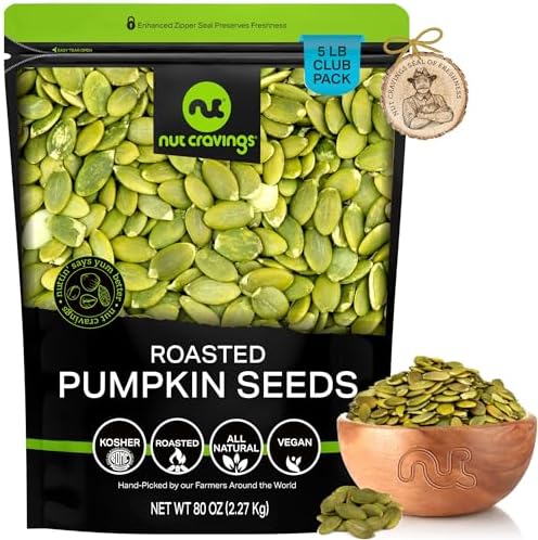 NUT CRAVINGS - Roasted & Unsalted Pumpkin Seeds (80oz - 5 LB) Pepitas by NutCravings%C2%AE