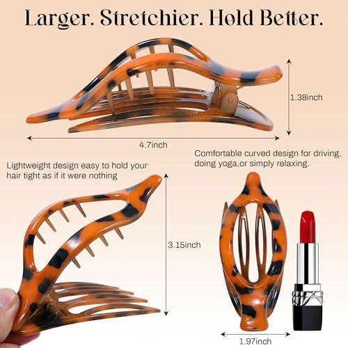 AWAYTR 6Pcs French Flat Hair Clips, Lay Flat Claw Clip for Women - Image 4