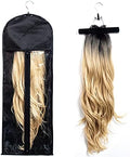 1 Pack Extra Long Hair Extension Holder Wig Storage Bag with Hanger Hairpieces Ponytail Bundles Storage Carrier Case for Store Style Hair Travel Hair Extensions Bag Black Color by RJMBMUP