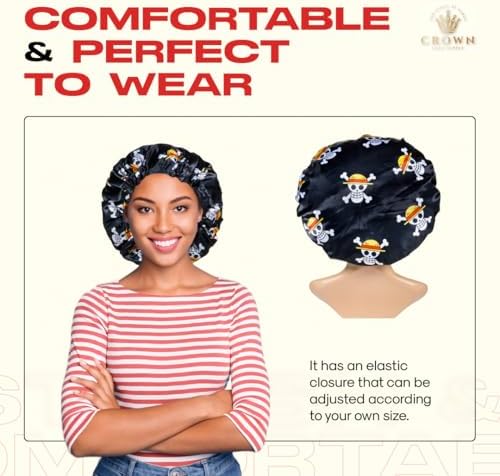 Silky Design Bonnet with Elastic Soft Band Adjustable Women and Men Bonnets for Sleeping Comfortable Satin Fabric (BlackOp) - Image 4