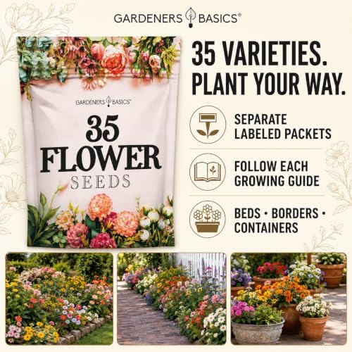 Gardeners Basics 35 Variety Heirloom Flower Seeds for Planting Outdoors - Image 3