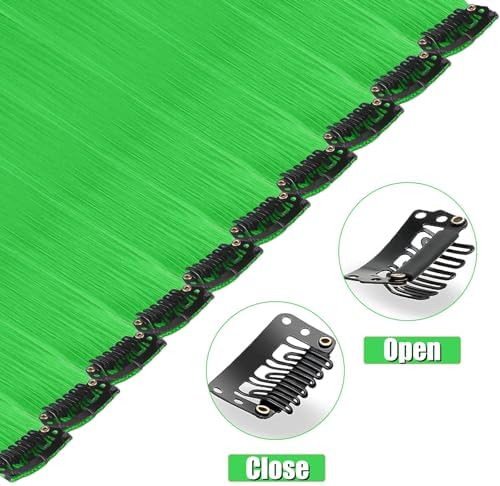 12 Pcs Green Hair Extensions Clip in Accessories for Women Kid Girl Gifts - Image 3