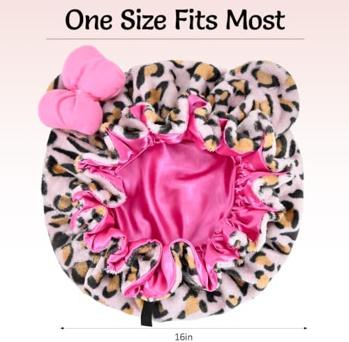 Cute Bear Ears Bow Bonnet Adjustable Sleep Cap Women Large - Image 3