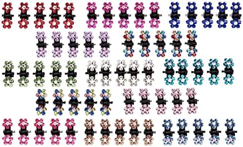 ANBALA 65pcs Mini Hair Clips No-Slip Grip Small Claw Clips Glitter Teeth Clips Rhinestone Hair Clips Metal Clamps Flower Hair Accessories for Women Girls (Mix Color) by ANBALA