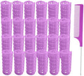 24PCS Plastic Hair Rollers Set 2.0cm/0.8in Heatless Rollers Hair Curlers Snap on Rollers Self Grip Rollers Hairdressing Curlers Tools for DIY Hairdressing Hair Salon (Purple) by MOODKEYbrand