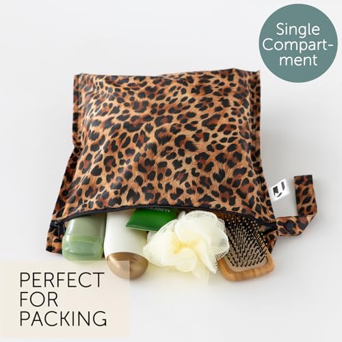 Bumkins Roamio Waterproof Wet Bag for Baby, Travel, Swim Suit, Cloth Diapers, Pump Parts, Pool, Beach, Gym Clothes, Toiletry, Hook to Stroller, Daycare, Zip Reusable Wetdry Pack Pouch, Leopard Print - Image 2
