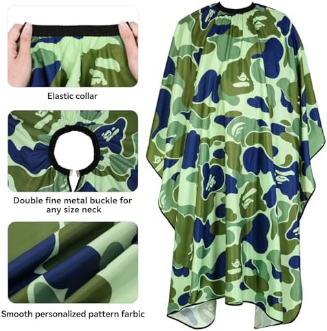 Professional Hair Cutting Cape Waterproof Barber Cape for Men Polyester Hair Styling Cape with Elastic Neckline - Image 2