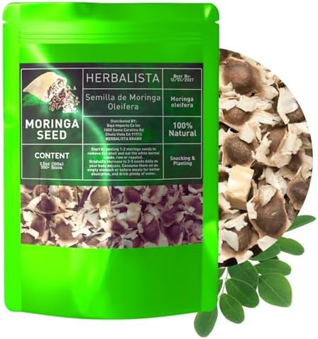 Herbalista Moringa Seeds | 3.5oz (100g) Approx. 350+ Seeds | Premium PKM1 Variety | Snacking & Planting | Non-GMO | Wildcrafted Drumstick Tree (Malunggay) | Moringa Oleifera Semillas by Unknown
