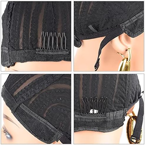1PCS Breathable Braided Crochet Cornrows Wig Caps for Making Synethic Wigs Durable Stable Black Easier Sew in Braiding Wigs Cap Medium Size - Image 6