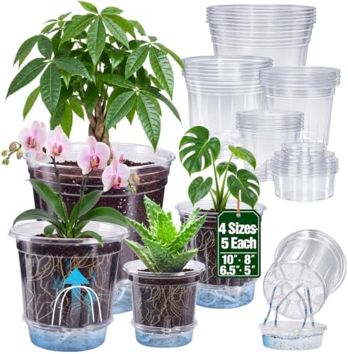 MIXC 16 Pcs 10/8/6.5/5in Self Watering Pots for Indoor Plants with Drainage by MIXC