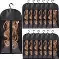 12-PCS Wig Storage Bags with Hangers – Premium Hair Extension Organizer for Multiple Wigs, 60cm x 30cm Dust-Proof Closet Savers (Black) by KneysanMakeYourLifeBetter