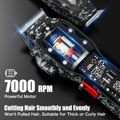 Professional Hair Clippers for Men, Cordless Barber kit for Hair Cutting & Grooming, Hair Clippers and Trimmer Set for Barber Haircut with LED Display, 8 Fade Taper Combs(Black Set) - Image 2
