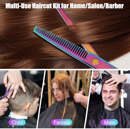 Hair Cutting Scissors Set, 440C Steel Cutting and Thinning Shears - Image 6
