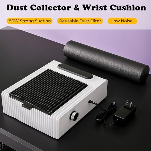 L-Shaped Manicure Table with Dust Collector & LED Light (Black) - Image 3