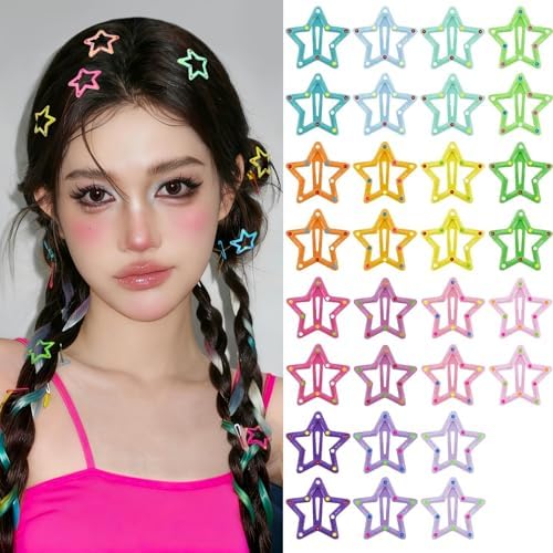 VIBILIA Star Hair Clips Y2K Multicolor Metal Hair Accessories-30 PCS 1.18" by VIBILIA