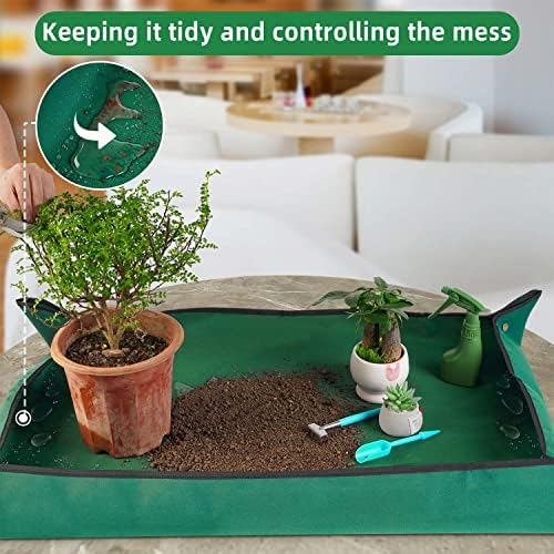 Extra Large Repotting Mat for Indoor Plant Transplanting and Mess Control, 43" X 29" Thickened Waterproof, Foldable and Easy to Clean, Suitable for Succulent Plants, Green - Image 3