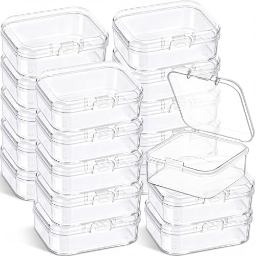 Jetec 18 Pieces Small Clear Plastic Storage Box, 1.7 x 1.7 x 0.8 Inch by Jetec