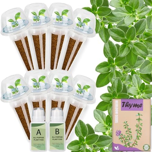 Herb Seed Pods Kit Hydroponic - Refill Pod for All Indoor Garden, 8 Grow Pods with Seeds of Thyme & Plant Food, Compatible with All Hydroponics Growing Systems by Hreblink