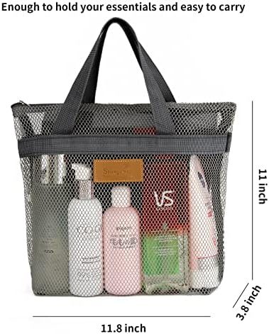 TOPASION Mesh Shower Caddy Bag Portable Hanging Toiletry and Bath Organizer with Zipper for Travel, Gym, Camping, College Dorms, Beach - Image 6