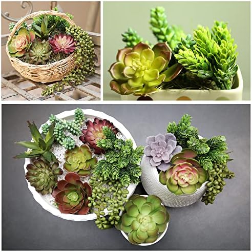 DECOROUS Artificial Succulents Plants Unpotted -14 Pack– Large Fake Succulent Plant Indoor Outdoors – Realistic Faux Cactus Suculentas Bulk for Home DIY Décor – Small Desert Plastic Cacti Succulants - Image 3
