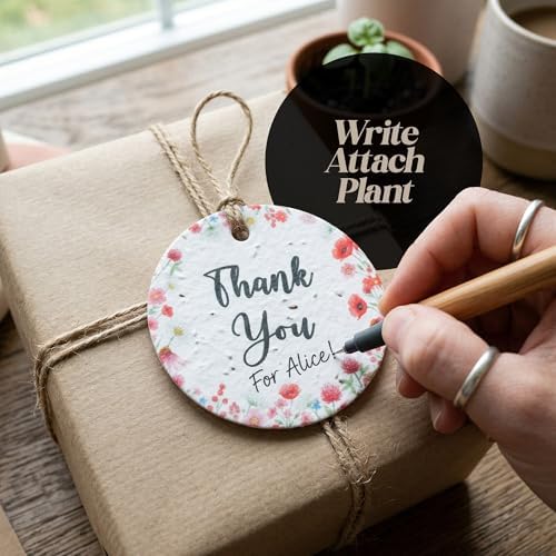 48 Plantable Round Thank You Tags, 4 Floral Designs - Image 5