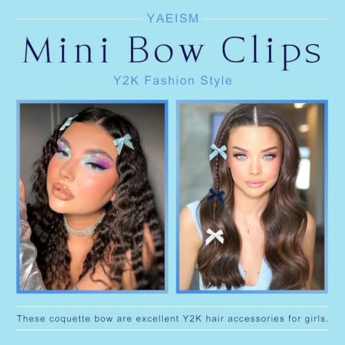 30PCS Bow Hair Clips Blue Satin Small Hair Bows Non Slip Hair Ribbon Coquette Hair Bows for Women Girls - Image 6