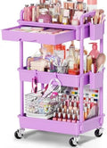 Goovilla Rolling Makeup Organizer Cart with Removable Drawer, 3 Tier Purple by Goovilla