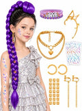LUYI 38" Long Purple Braid Wig Anime Halloween Costume Accessories Sets by LUYI