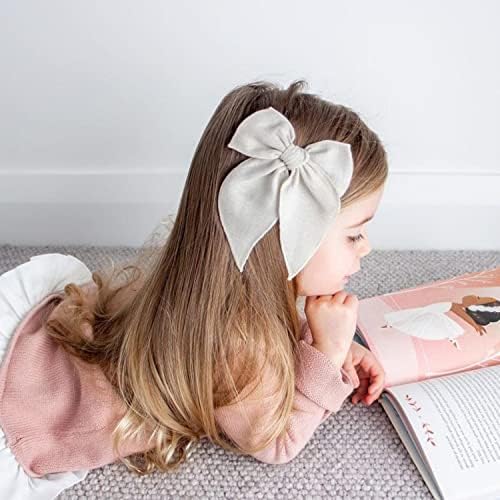 Niceye Big Hair Bows for Girls, Cotton Linen Alligator Clips, 5.5" Bows - Image 5