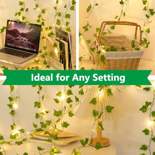 9.8Ft x 6.5Ft 200LED Vines Fairy Lights with Remote,Artificial Plant Fake Ivy Curtain String Light For Home Bedroom Living Room wall Wedding Christmas Party Office Coffee Farmhouse Dorm outdoor Decor - Image 6