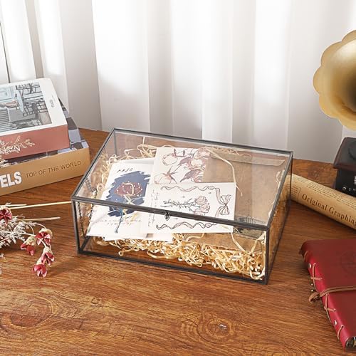 Hipiwe Vintage Glass Box with Lid Jewelry Display Case Vanity Lidded Box - Image 4