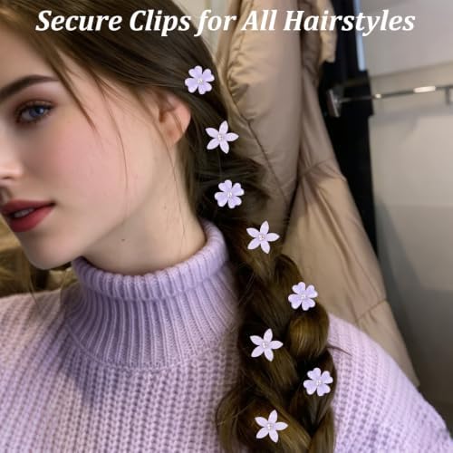 Purple Flower Mini Hair Clips Wedding & Beach Hair Accessories - Image 3