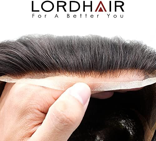 Lordhair Hair System for Men Human Hair Toupee, 7 x 9 Inch, #1A - Image 3