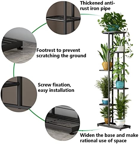 LINZINAR 6 Tier Plant Stand Indoor Outdoor Metal Flower Pot Display Shelf - Image 5