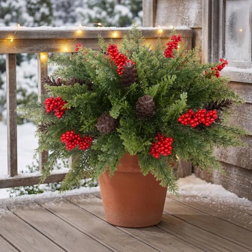 Daynight 12 Bundles Artificial Cedar Pine Stems for Outdoor Christmas Decor by Unknown