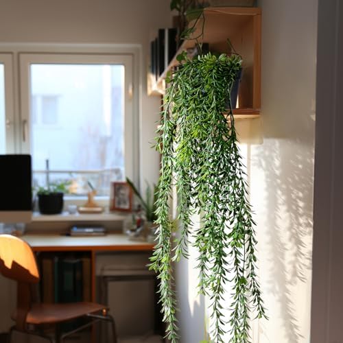 Artificial Hanging Plant 2 Pcs Faux Plant Ivy Vine Faux Eucalyptus Vines Fake Potted Greenery for Wall Living Room Home Shelf Office Bathroom Outdoor Indoor Decor (Type 4) - Image 4